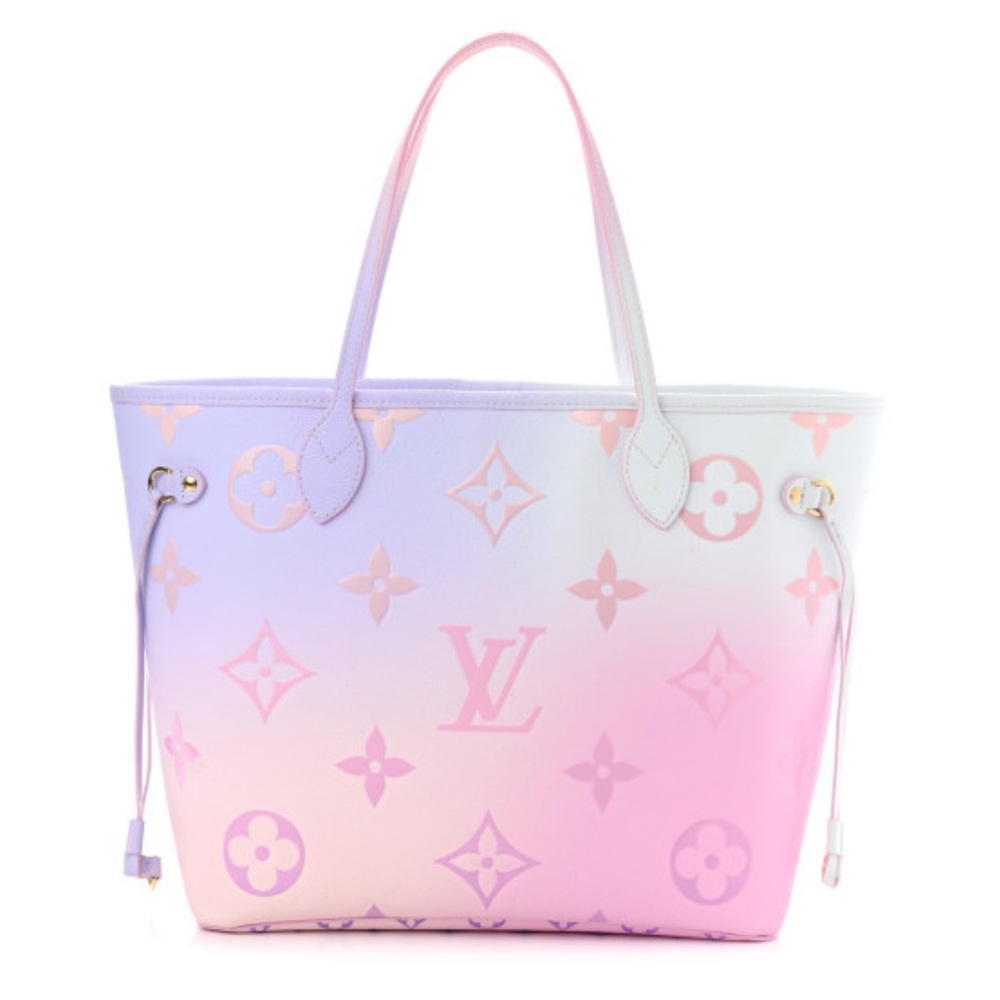 Sunrise Pastel Neverful Neverfull tote in giant monogram pastel pink purple.